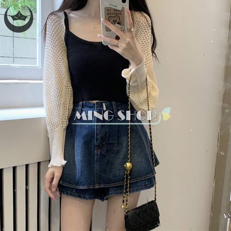 Áo Cardigan Dệt Kim Tay Dài Màu Trơn Thời Trang Mùa Hè Cho Nữ