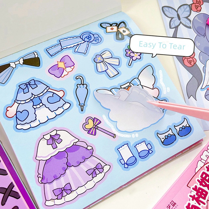 Dress up sticker for kids girl phim hoạt hình dễ thương kawaii girl makeup stickers diy character quần áo dán trang điểm đồ dùng học sinh yk