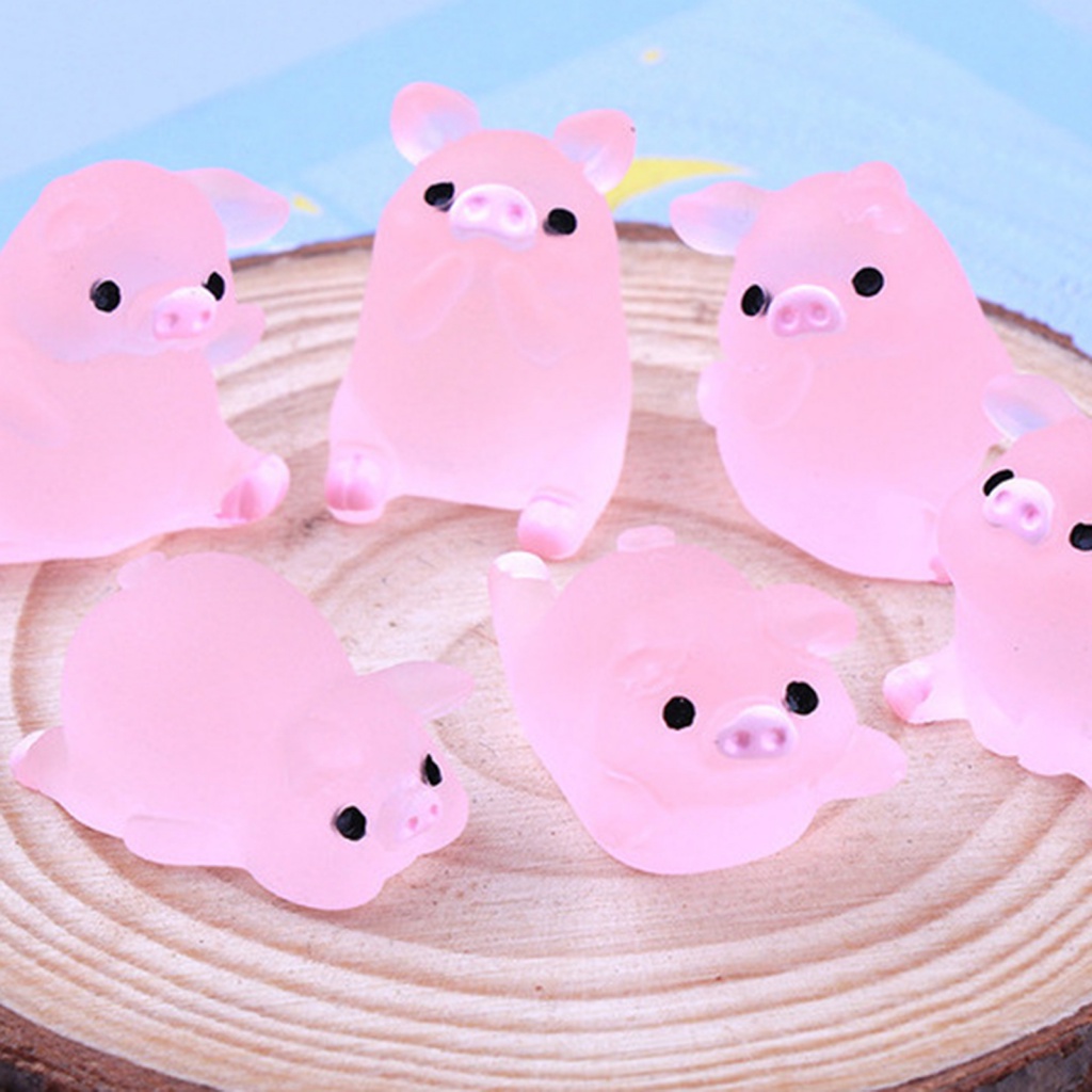 Set 6 Mô Hình Heo Con Dạ Quang Mini Trang Trí Tiểu Cảnh