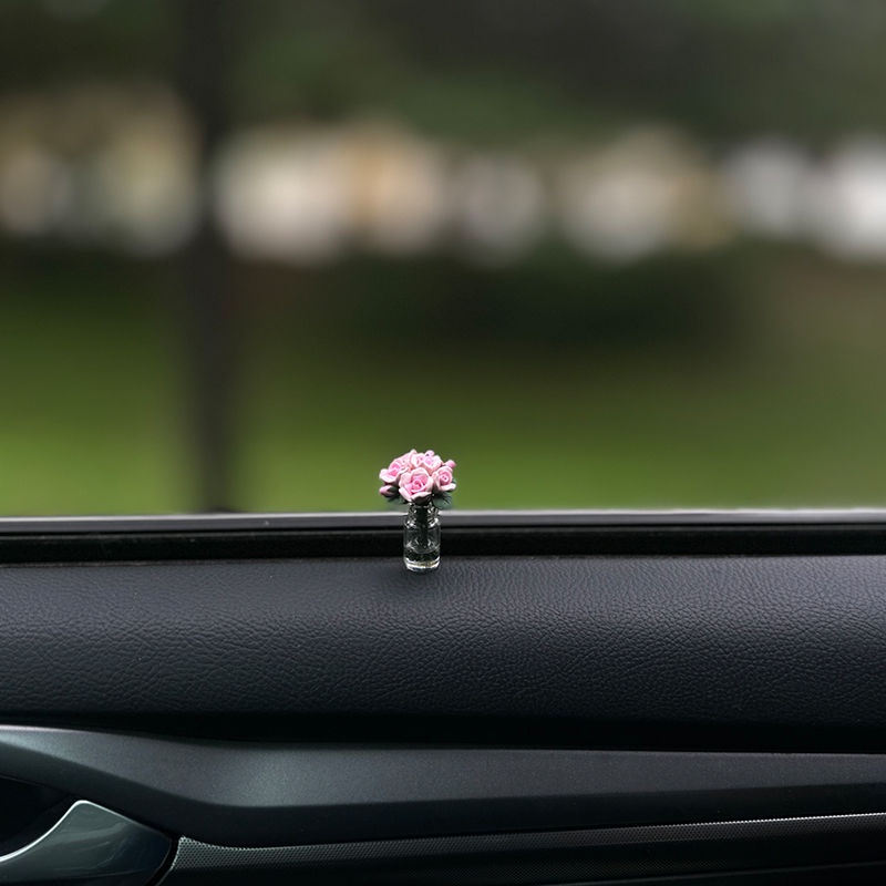 Miniature rose car & photographer cat decoration center console đồ trang trí cửa sổ mini healing ladies phụ kiện nội thất ô tô