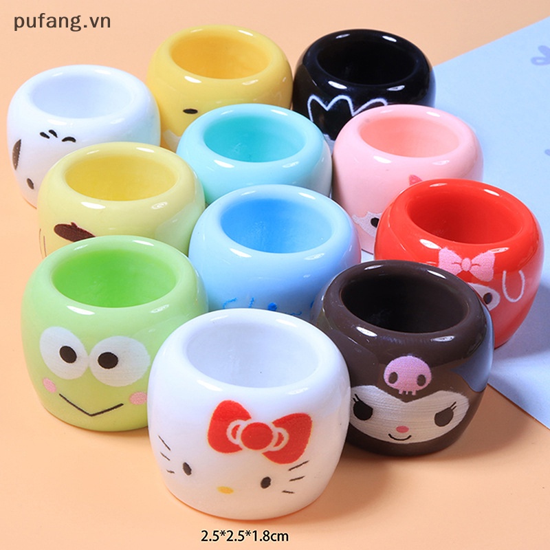 Bộ 2 Chén Dĩa Đồ Chơi Mini Hình Tròn In Họa Tiết Hoạt Hình Cho Nhà Búp Bê vn
