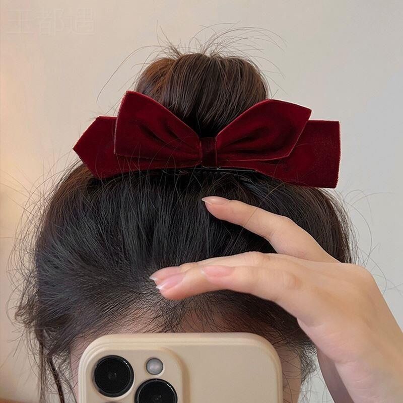 Kẹp Tóc Nơ Bằng Nhung Thời Trang Dành Cho Nữ