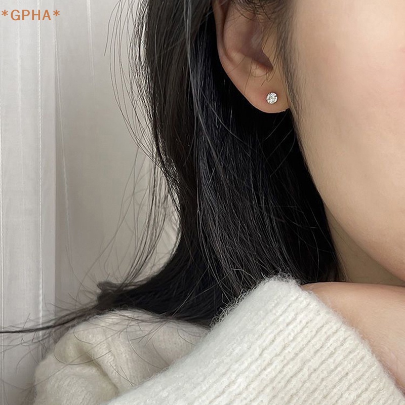 1 Đôi Khuyên Tai 3 / 4 / 5mm Bằng Thép Không Gỉ Đính Đá Zircon Thời Trang Dành Cho Nữ Mới
