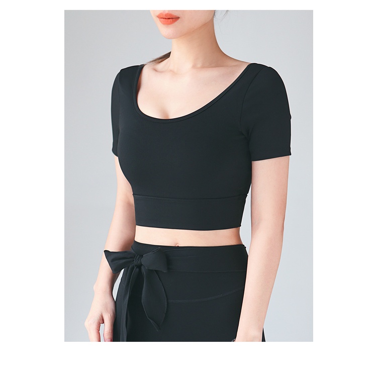 Áo Thun Thể Thao Tay Ngắn Dáng Ôm Hở Lưng Khô Thoáng Nhanh Thời Trang Cho Nữ