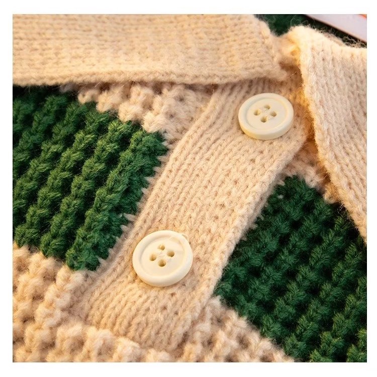 Áo Sweater polo Dáng Rộng Mềm Mại Sọc Xanh Lá Kiểu Nhật Bản Thời Trang Cao Cấp Cho Nam