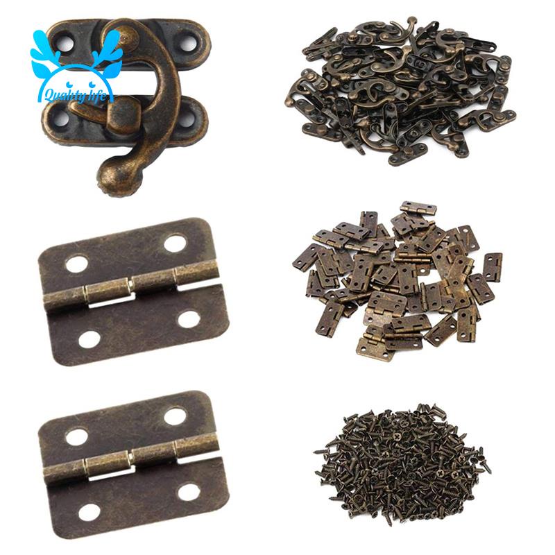 Bản Lề Hộp Nhỏ Bằng Đồng Kèm Ốc Vít Và Móc Khóa Dùng Làm Hộp Trang Sức / Hộp Gỗ