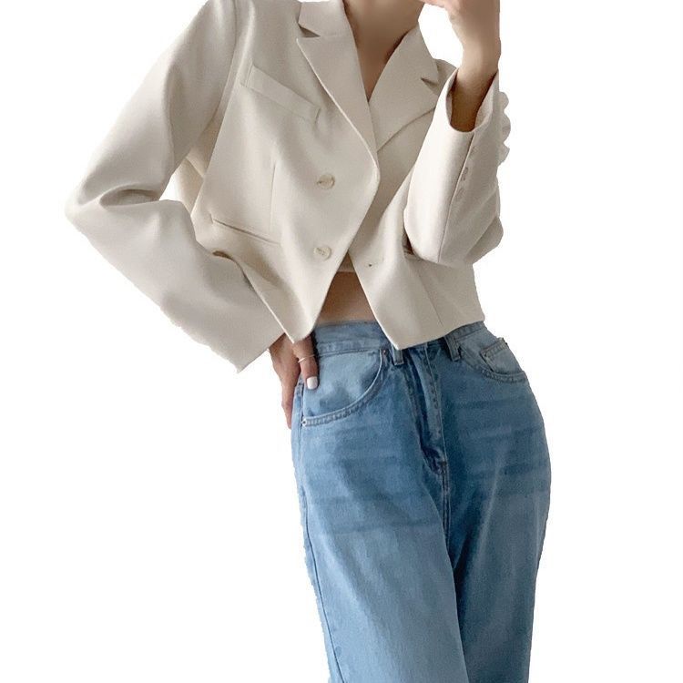 Áo Khoác Vest Dáng Ngắn Màu Trắng Mơ Phong Cách Pháp Thời Trang Công Sở Cho Nữ