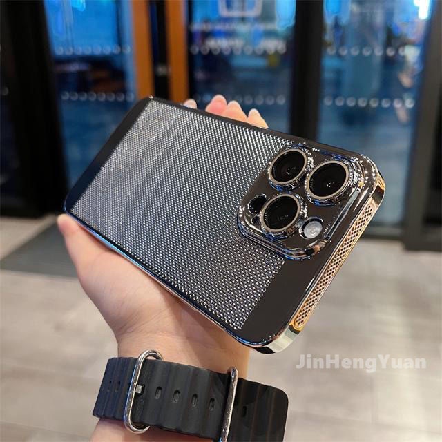 Ốp Điện Thoại Cứng Tản Nhiệt Mạ Điện Bảo Vệ Ống Kính Máy Ảnh Cho IPhone 14 13 12 11 Pro Max 14plus