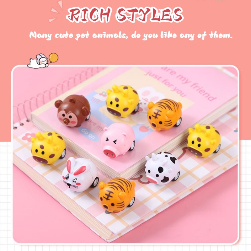 Bộ 5 Mô Hình Xe Hơi Đồ Chơi Mini Họa Tiết Hoạt Hình Dễ Thương Cho Bé