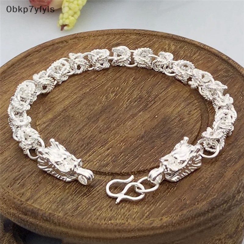 OB mới thời trang mạ bạc rồng thiết kế vòng đeo tay vòng đeo tay nam Giới Quà Tặng LS