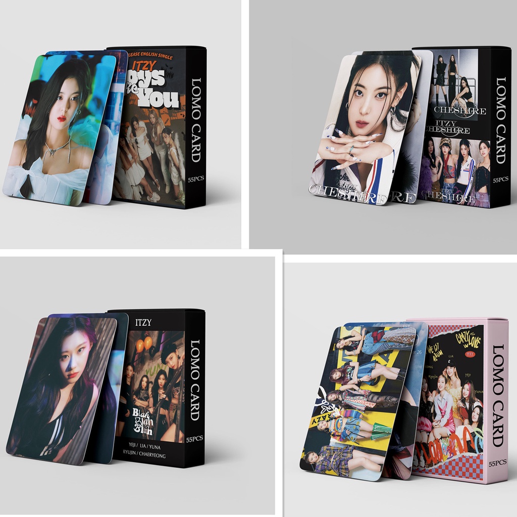 55pcs/box ITZY CHESHIRE CHECKMATE BOYS LIKE YOU Album Photocards Blah Blah Blah Lomo Cards Crazy In Love Kpop Postcards LETAOTAO2023