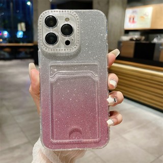 Ốp Điện Thoại Đính Đá Lấp Lánh Có Ngăn Đựng Thẻ Chống Sốc Cho iPhone 14 Plus 13 12 11 Pro Max XR X XS Max