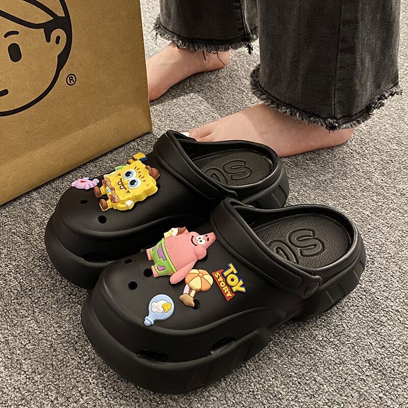 Dép Bít Mũi Đế Dày Đục Lỗ Họa Tiết Hoạt Hình Dễ Thương Thời Trang Mùa Hè Cho Nữ