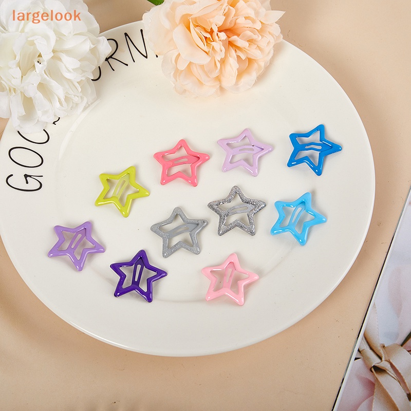 Bộ 2 Kẹp Tóc Kim Loại Hình Ngôi Sao Nhiều Màu Sắc Phong Cách Hàn Quốc Y2K