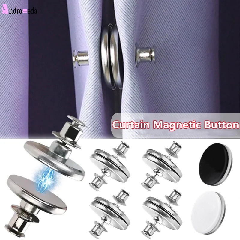 1 / 1 Cặp Nút Cài Rèm Cửa Nam Châm Hai Mặt Bằng Kim Loại Chống Ánh Sáng DIY
