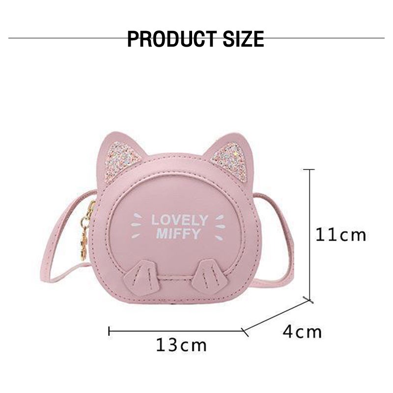 Túi Đeo Chéo Vai Hình Mèo Hoạt Hình Đáng Yêu Dành Cho Bé Gái