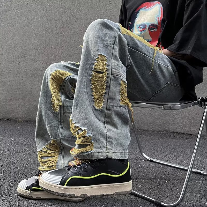 Quần Jeans Nam Dài Dáng Rộng Thời Trang Phong Cách Đường Phố