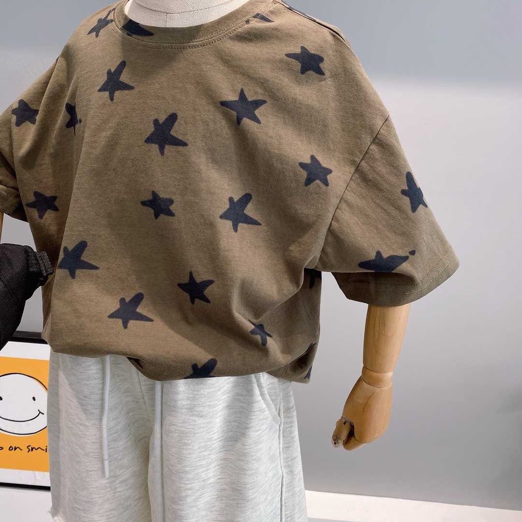 Áo Thun 100% Cotton Tay Ngắn Nhuộm Màu Nhanh Khô Thoáng Khí Thời Trang Mùa Hè 2023 Phong Cách Hàn Quốc Cho Bé