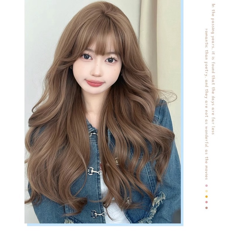 Bộ Tóc Giả Dài Xoăn Gợn Sóng Màu Sáng Phong Cách lolita