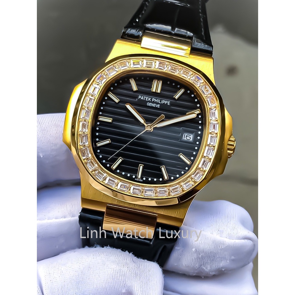 Đồng Hồ Nam Patek_Phi.lippe. 5711 Viền Đá CZ, Máy Cơ Automatic cao cấp