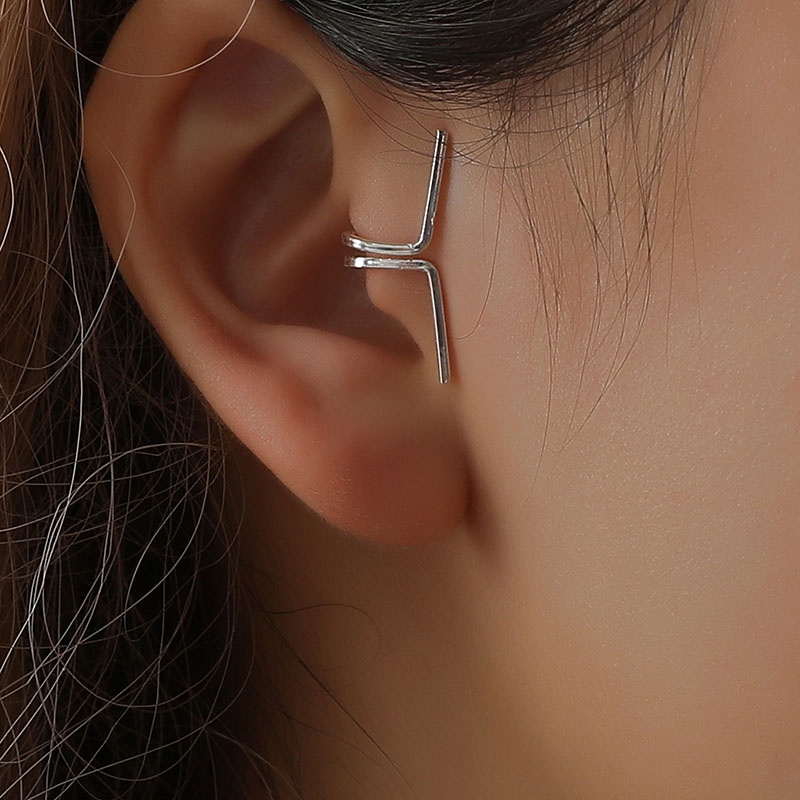 1 cái kẹp tai tragus không xỏ khuyên bông tai hình học hợp kim kẹp sụn double c thiết kế sáng tạo đơn giản tinh tế tính khí đa năng cá nhân hợp thời trang