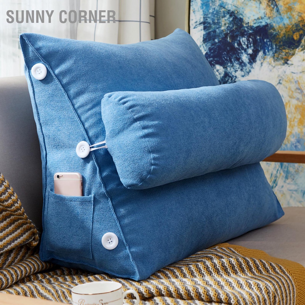 Sunny corner Có hàng sẵn Lớn Tựa Lưng 60X22X50 Cm Thiết Kế Hình Tam Giác Có Thể Tháo Rời Mềm Mại Thoải Mái Gối Đọc Sách Cho Nhà Sofa Giường