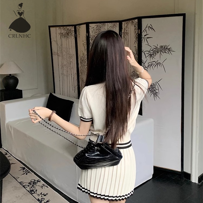 Set Áo Thun Ngắn Tay Và Chân Váy Xếp Ly Phong Cách Preppy Thời Trang Mùa Hè Dành Cho Nữ