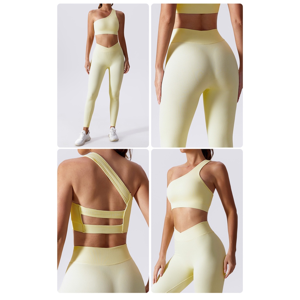 Yoga sports set gân dây đeo đơn và quần short thể thao high-rise
