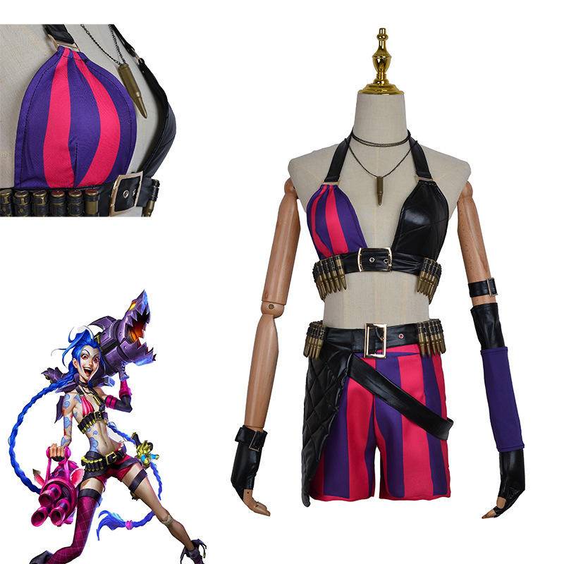 League of legends arcane powder jinx cos suit anime game bộ đồ nữ trang phục trơn bộ đồ cosplay