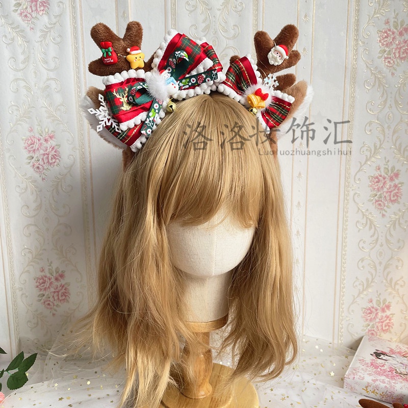 Kẹp Tóc Đính Nơ Phong Cách lolita Giáng Sinh Xinh Xắn