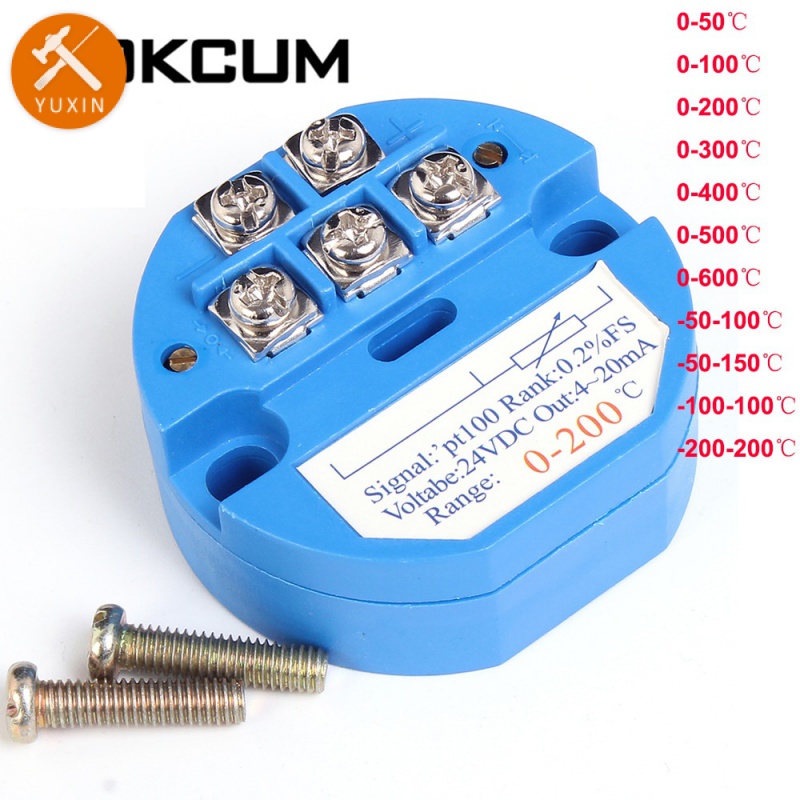 PT100 4-20MA Cảm biến RTD Máy phát nhiệt độ Mô-đun phát hiện cách ly -200-200 C 0-600 độ Mlb1 -200-2