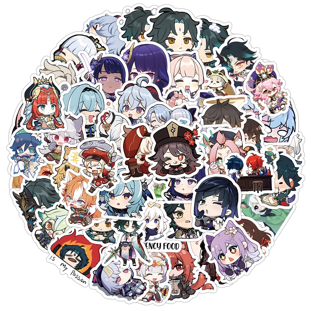 Hình Dán Genshin Impact Sticker Anime Stickers Game Chống Thấm Nước Trang Trí Mũ Bảo Hiểm, Điện Thoại, Đàn Guitar, Xe, Sổ