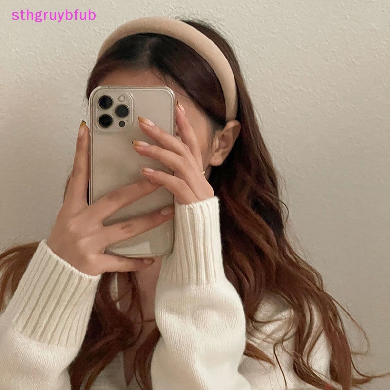 Sthb elegant korean style wide-brimmed sponge headwear headband for fashion girls phụ kiện tóc vn