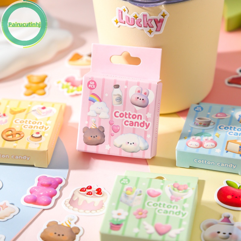Set 50 Sticker Dán Trang Trí Sổ Lưu Niệm Hình Động Vật Dễ Thương vn