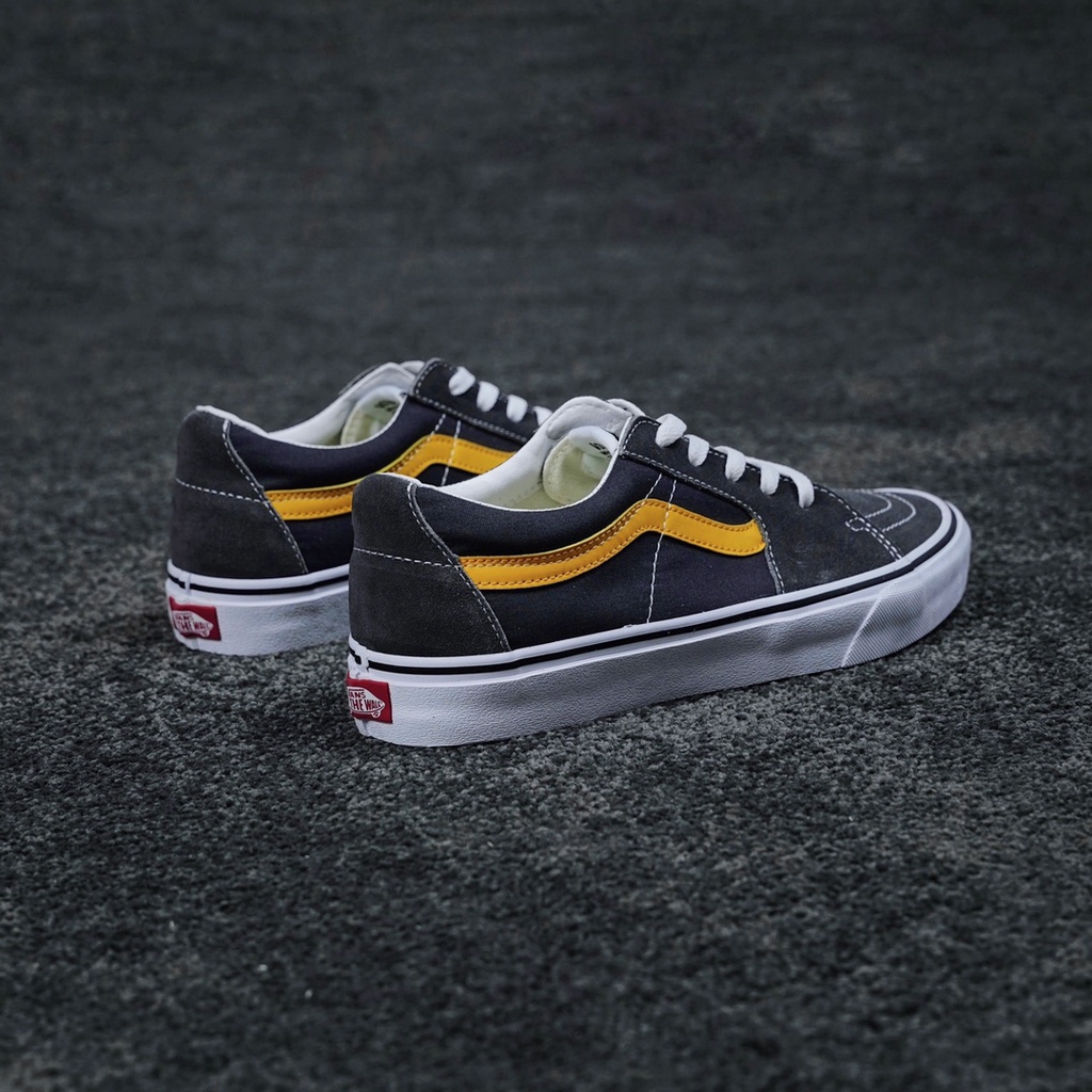Vans sk8-low grey yellow casual canvas shoes retro skateboard low top casual sneakers shose