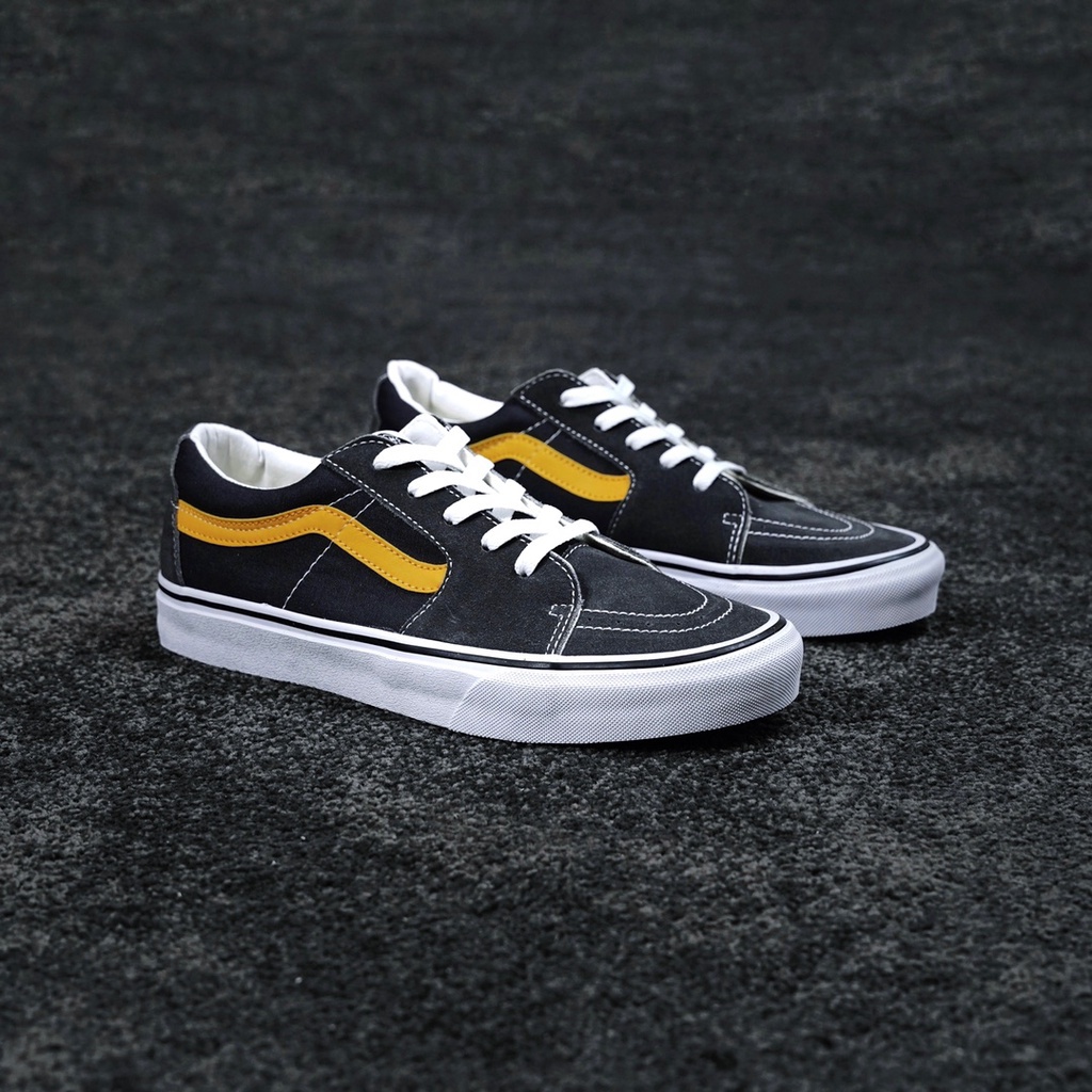 Vans sk8-low grey yellow casual canvas shoes retro skateboard low top casual sneakers shose