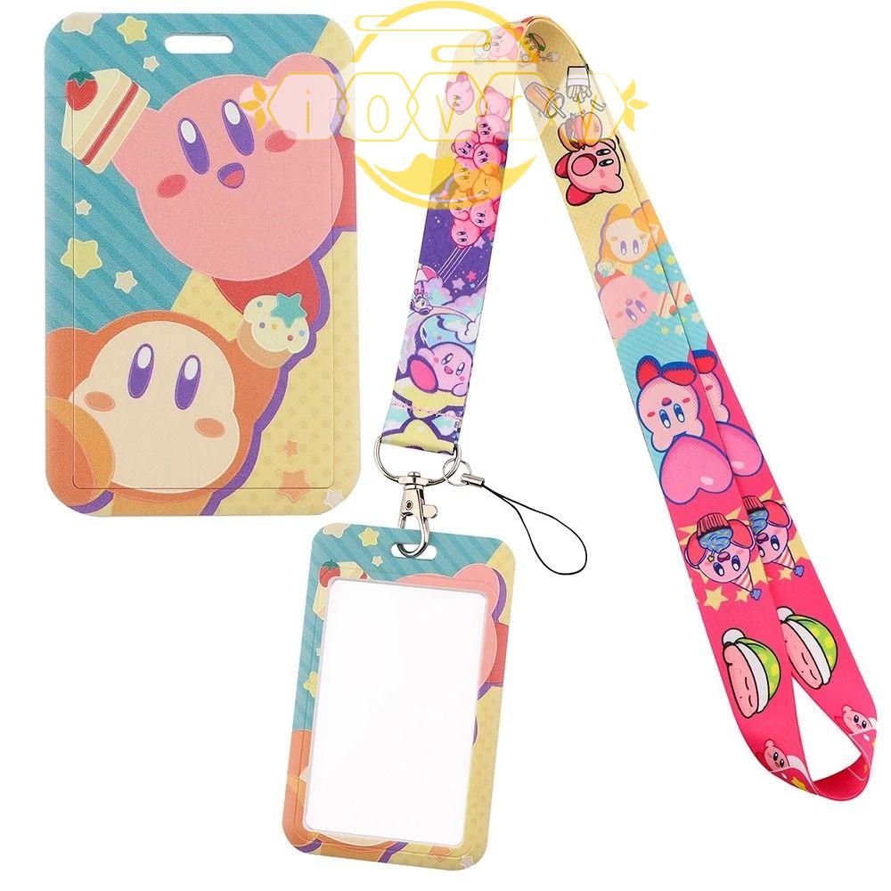 Ivory id card holder kids gift pink ball stars kirby keychain phim hoạt hình dây đeo cổ dây đeo điện thoại