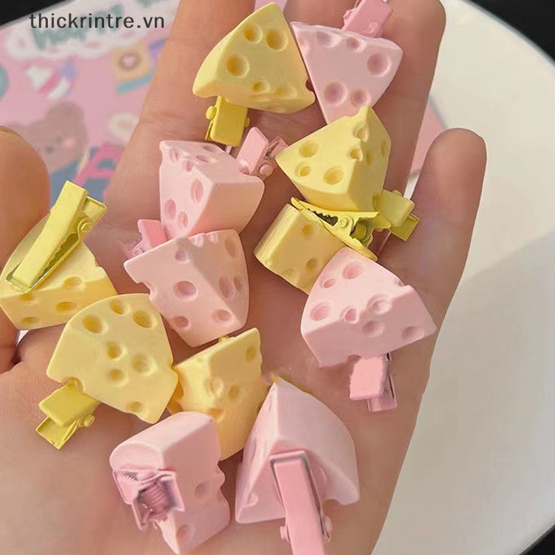 Thi 4 cái kẹp tóc kawaii màu vàng hồng phô mai cho bé gái kẹp tóc dễ thương kẹp tóc nhỏ mini mũ nón phụ kiện tóc vn