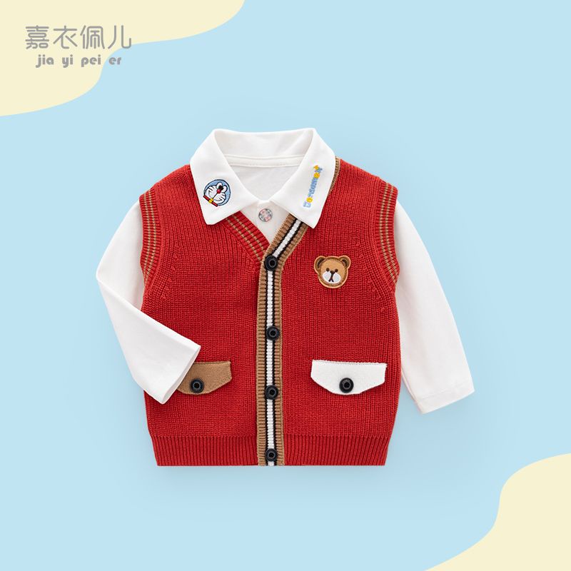 Áo Khoác Len Không Tay Thời Trang Xuân Thu Cho Bé Trai