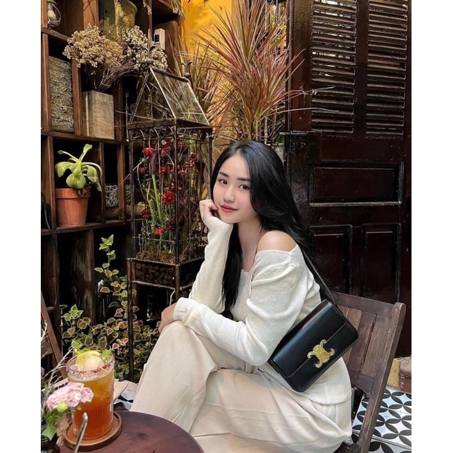 Túi đeo chéo nữ Khoá Vàng Chữ C da trơn fullbox T010-TA
