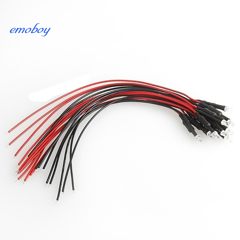 Emoboy 10 cái 20 cm 3mm / 5mm đèn led cáp bóng đèn điốt phát ra dc có dây pre-wired