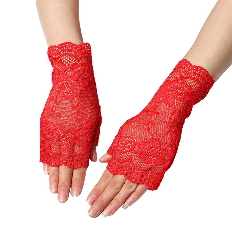 Thời trang ngón tay găng tay ren gợi cảm dành cho nữ găng tay lưới cá nửa ngón