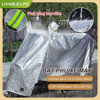 Bạt phủ xe máy, Bạt trùm xe máy chống thấm siêu bền,vải tráng nhôm cao cấp,M,L,XL,XXL