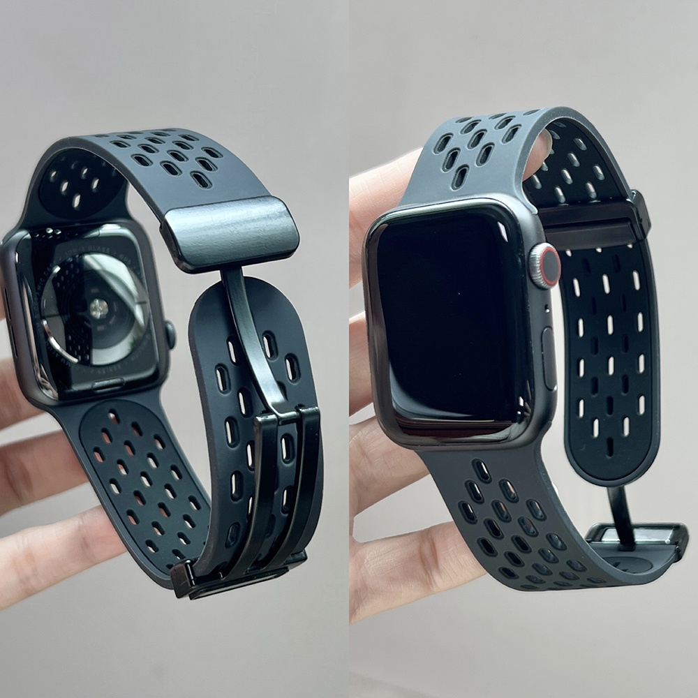 Dây đeo đồng hồ silicon d khóa từ tính cho apple smartwatch series 8 7 se 6 4 4 4 4 4 4 45 49mm