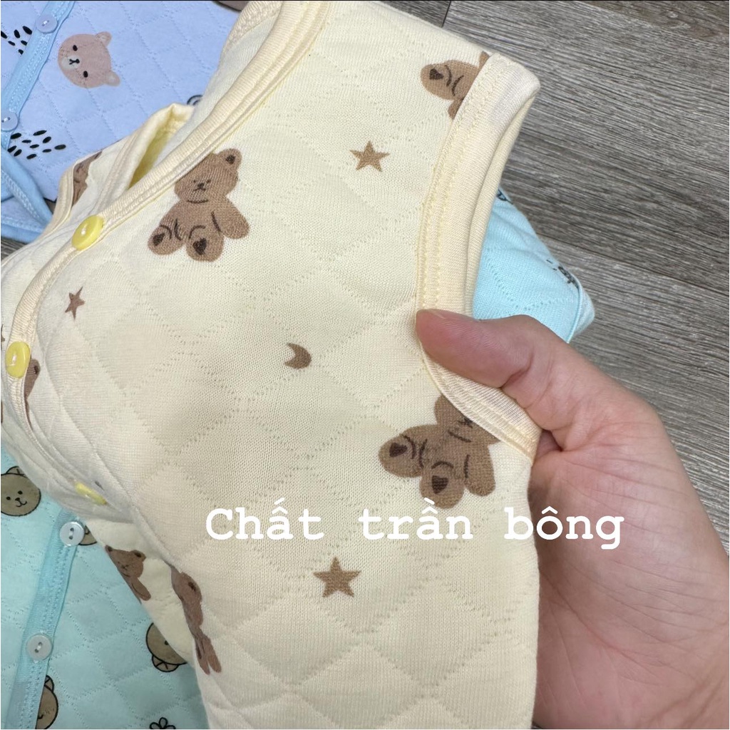 Áo gile vải trần bông cúc chéo họa tiết cho bé mặc thu đông