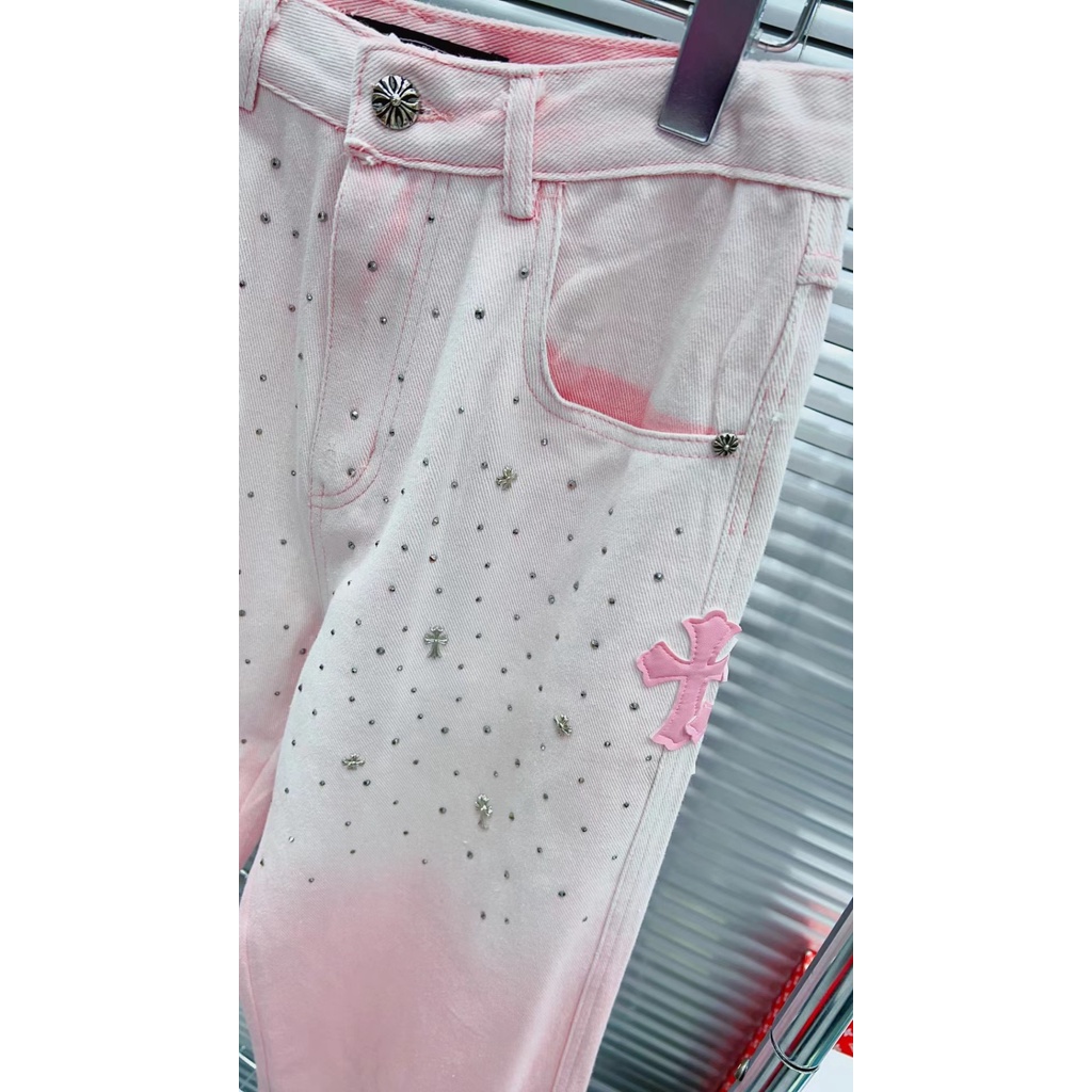 PGPK Chrome Hearts 23 autumn and winter New peeling embroidery logo decorative design fashion all-match straight pants women's jeans simple