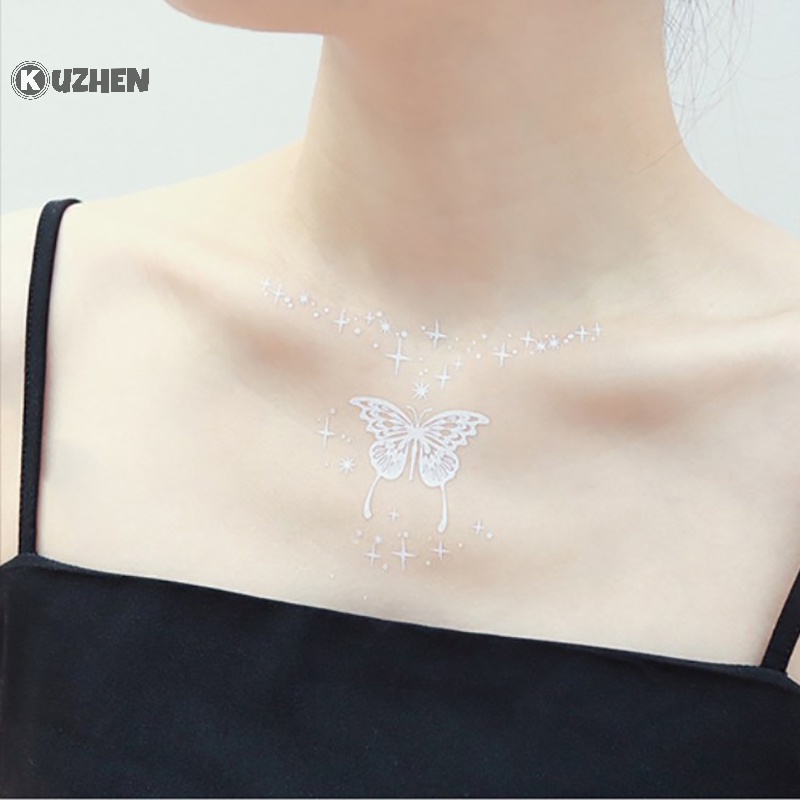Hình xăm dán KUZHEN họa tiết bướm mặt trăng dạ quang màu trơn không thấm nước nghệ thuật cơ thể cho nam và nữ