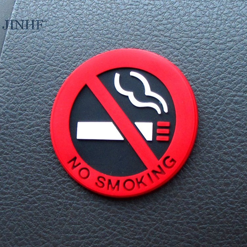 Jinhf 1/5 cái không hút thuốc dán xe kiểu dáng tròn dấu hiệu màu đỏ vinyl nhãn dán sử dụng cho xe nóng
