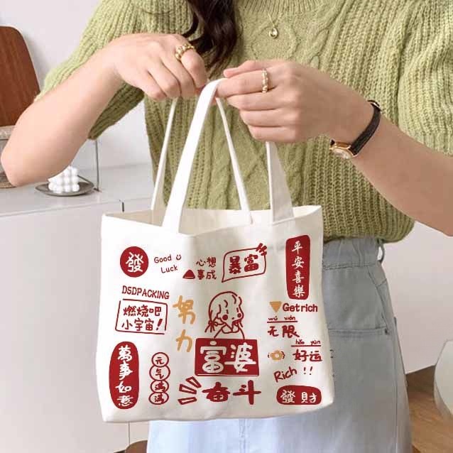 Túi xách Doraemon ra túi vải cô gái hoạt hình robot dễ thương mèo ins bento túi xách làm việc