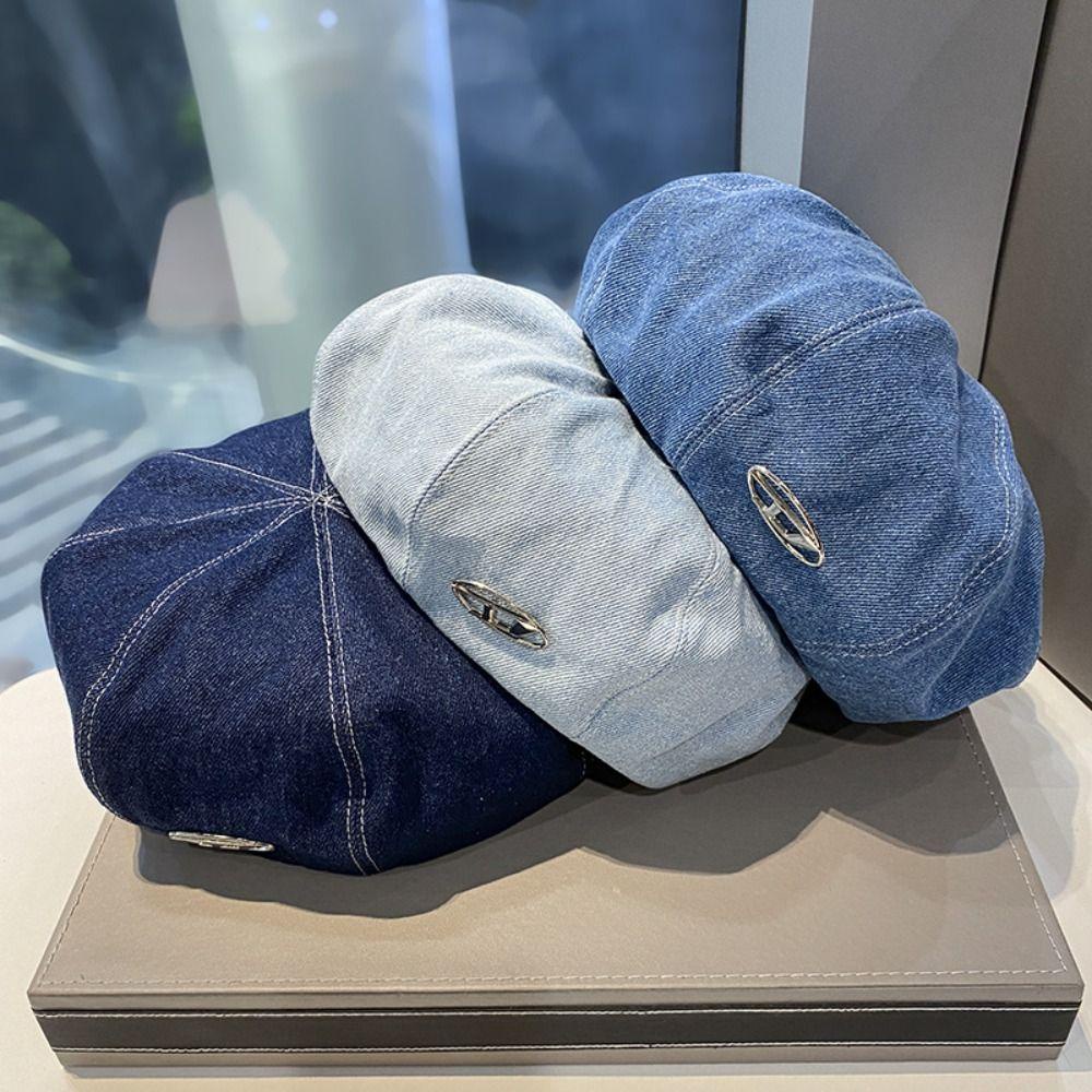 Lưng Nón beret denim In Chữ d 2Life Thời Trang harajuku Hàn Quốc